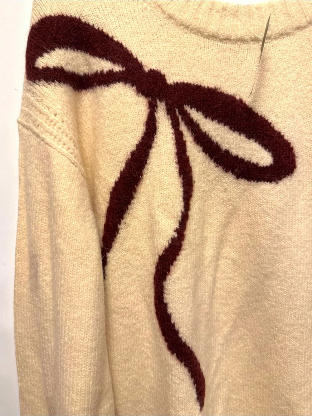 J. Crew Relaxed Crewneck Pullover Bow Print Oversized Wool Alpaca L XL NWT